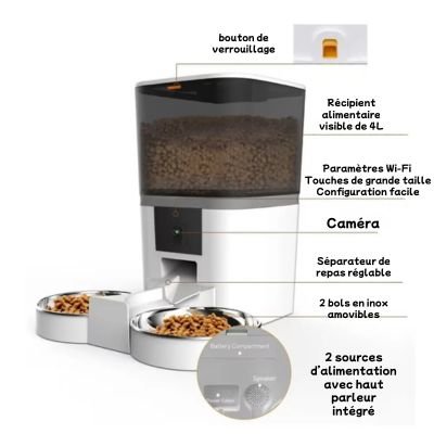 Distributeur de croquettes pour chat automatique facile à utiliser