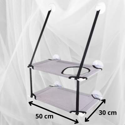 Hamac-chat-double-gris
