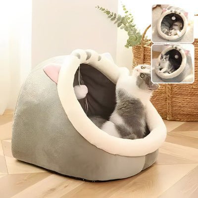 niche-pour-chat-maison-gris