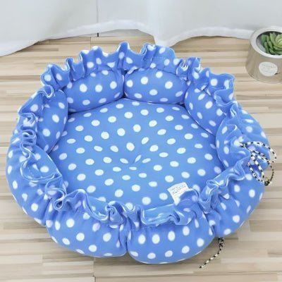 panier-chat-motif-bleu-a-pois