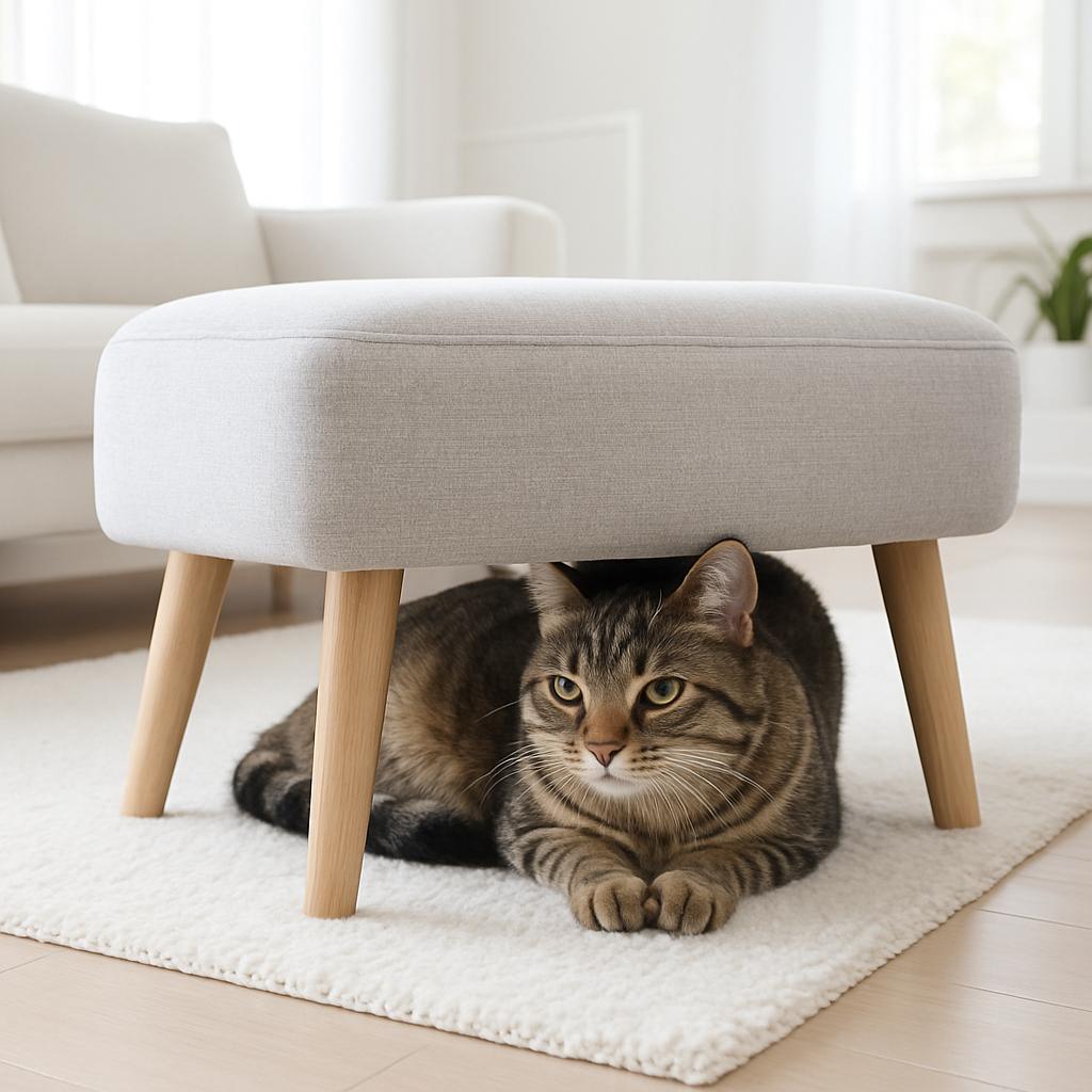 Chat anxieux en position de vigilance