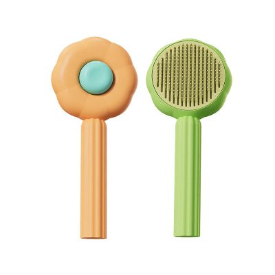 Brosse-pour-chat-orange et verte 