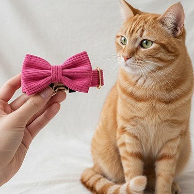 Collier Chat élégant rose