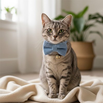 Collier Chat élégant bleu