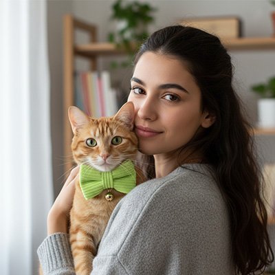 Collier Chat élégant vert