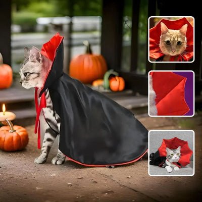 Déguisement pour chat Dracula cape rouge et noire