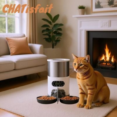 Distributeur de croquettes pour chat double distribution 