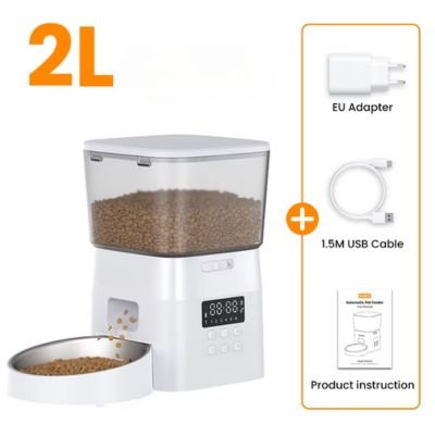 Distributeur de croquettes pour chat blanc