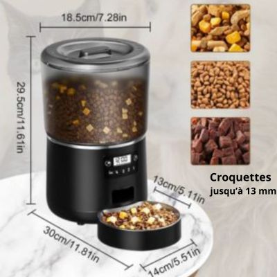 distributeur de croquettes pour chat dimension