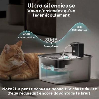 Fontaine a eau chat avec plateau en inox ultra silencieuse 