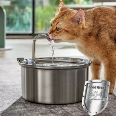 fontaine a eau en inox ronde sans fils a batterie rechargeable