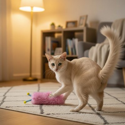 Jouet pour chat en peluche rose
