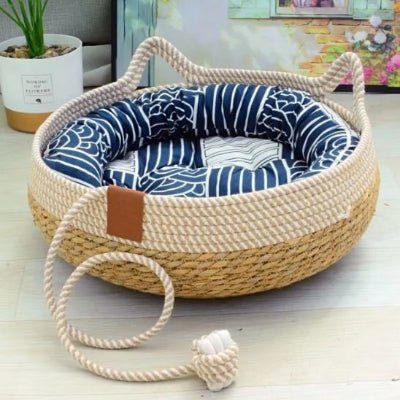 panier-chat-osier-bleu