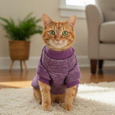 Pull pour chat confortable mauve
