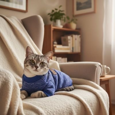 Pull pour chat confortable bleu