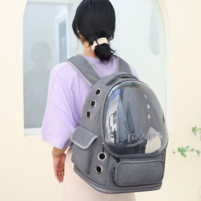 Sac à dos chat vue panoramique gris