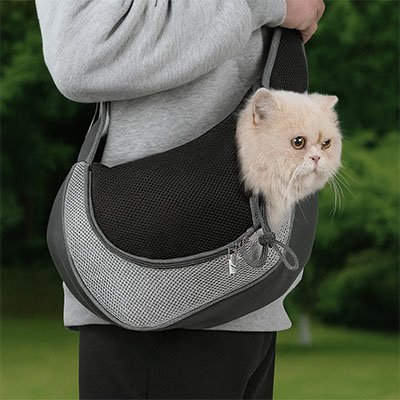 Sac de transport Chat à bandoulière gris
