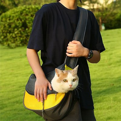 Sac de transport Chat à bandoulière jaune