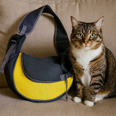 Sac de transport Chat jaune et gris