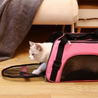 sac de transport pour chat rose